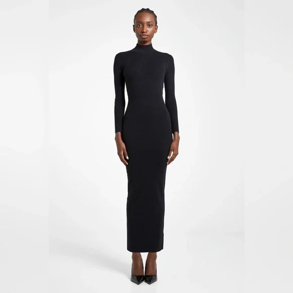 Because of Alice Black Fine Knit Maxi Dress S Womens